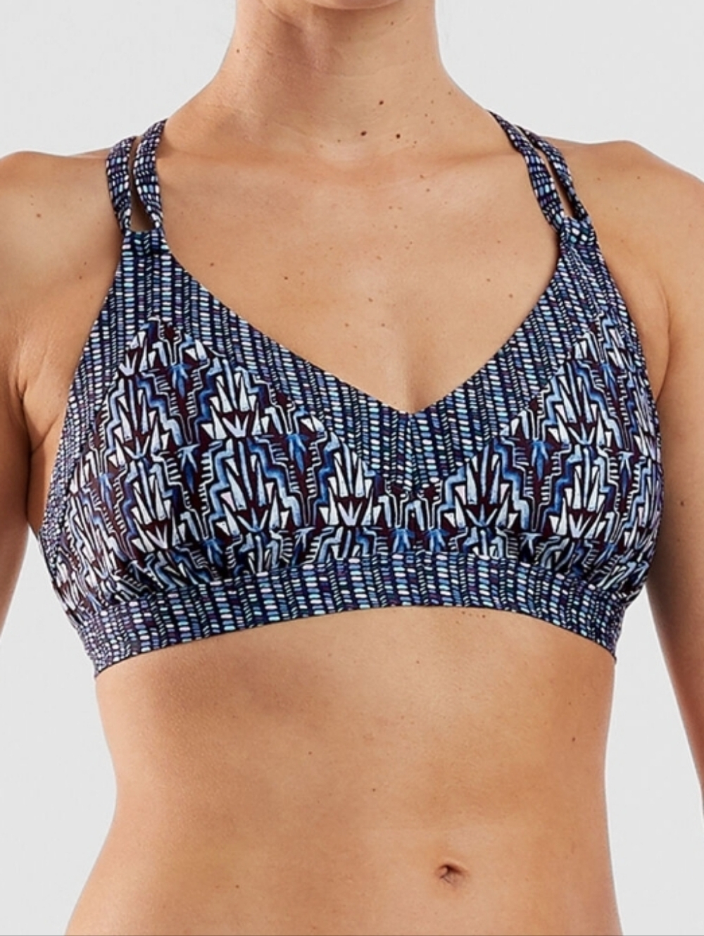 Title Nine Siren Bikini Top In Marquesas Navy & Black Print - Medium